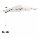 vidaXL Homokszínű konzolos napernyő acélrúddal 300 cm