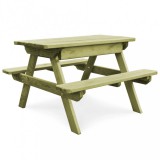 vidaXL Impregnált fenyőfa gyerek piknik asztal padokkal 90x90x58 cm
