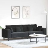 vidaXL Kanapé Fekete 250 x 77 x 76 cm Bársony