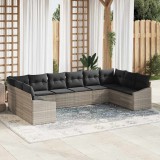 vidaXL Kanapé Szett 10 db Világosszürke polirattan