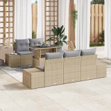 vidaXL Kanapé Szett 6 db Beige és Világosszürke polirattan