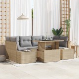 vidaXL Kanapé Szett 7 db Beige és Világosszürke polirattan