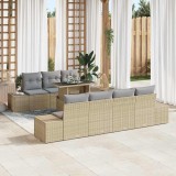 vidaXL Kanapé Szett 8 db Beige és Világosszürke polirattan