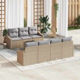vidaXL Kanapé Szett 8 db Beige és Világosszürke polirattan