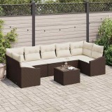 vidaXL Kanapé Szett párnával Barna és Krém 55 x 55 x 37 cm polirattan