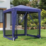 vidaXL Kék HDPE rendezvénysátor 4 hálós oldalfallal 2 x 2 m