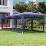 vidaXL Kék HDPE rendezvénysátor 8 hálós oldalfallal 3x9 m
