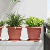 vidaXL Kerek Virág Tálca 24 db Tégla Vörös Ø 17,5 x 2 cm Műanyag