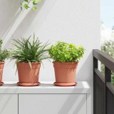 vidaXL Kerek Virág Tálca 6 db Tégla Vörös Ø 14 x 2 cm Műanyag