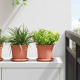 vidaXL Kerek Virág Tálca 6 pcs Tégla Vörös Ø 14 x 2 cm Műanyag