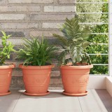 vidaXL Kerek Virág Tálca 6 pcs Tégla Vörös Ø 19 x 2 cm Műanyag