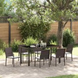 vidaXL Kert étkező szett 7 pcs Barna és fekete PE Rattan