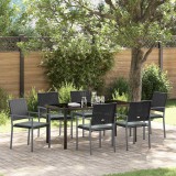 vidaXL Kert étkező szett 7 pcs Fekete és Világosszürke PE Rattan