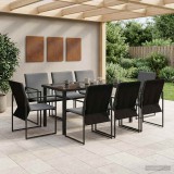 vidaXL Kert étkező szett 9 pcs Fekete és Antracit 160 x 80 x 73 cm