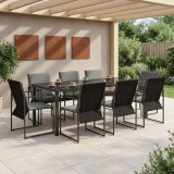 vidaXL Kert étkező szett 9 pcs Fekete és Antracit 200 x 80 x 73 cm