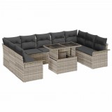 vidaXL Kerti Kanapé Szett 10 db Világosszürke Poly Rattan