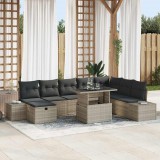 vidaXL Kerti Kanapé Szett 11 pcs Világosszürke Poli rattan