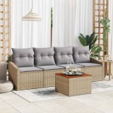 vidaXL Kerti Kanapé Szett 5 db Beige és Világosszürke polirattan