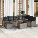 vidaXL Kerti Kanapé Szett 9 db Szürke [Műanyag]: Poly Rattan