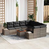 vidaXL Kerti Kanapé Szett 9 db Szürke polirattan
