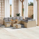 vidaXL Kerti Kanapé Szett párnával tárolóval 13 pcs Bézs Poli rattan