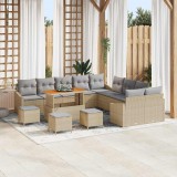vidaXL Kerti Kanapé Szett párnával tárolóval 13 pcs Bézs Poli rattan