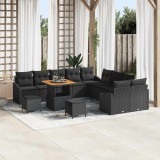vidaXL Kerti Kanapé Szett párnával tárolóval 13 pcs Fekete Poli rattan