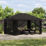 vidaXL Kerti pavilon oldalfalakkal 4 × 3 m Antracitszürke