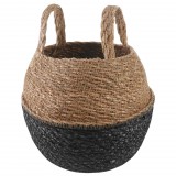vidaXL Kézi növényedény Fekete Ø 22 x 20 cm 100% Tengeri fű