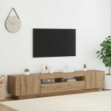 vidaXL Kézműves tölgy szerelt fa TV-szekrény LED-ekkel 200x35x40 cm