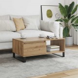 vidaXL Kézműves tölgy színű szerelt fa dohányzóasztal 90x50x36,5 cm