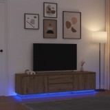 vidaXL Kézműves tölgy színű TV-szekrény LED-lámpákkal 193,5x41x50 cm