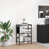 vidaXL Könyvespolc 2 szintes 60 x 29,5 x 81 cm Szerelt Fa Fekete tölgy