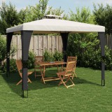vidaXL Krémszínű acél dupla tetős pavilon 2,98 x 2,98 m