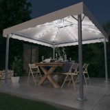 vidaXL Krémszínű alumíniumpavilon LED fényfüzérrel 300 x 300 cm