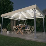 vidaXL Krémszínű alumíniumpavilon LED fényfüzérrel 400 x 300 cm