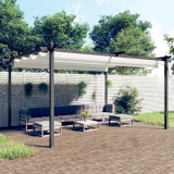 vidaXL Krémszínű kerti pavilon behúzható tetővel 4 x 3 m