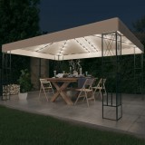 vidaXL Krémszínű szövet pavilon LED fényfüzérrel 3 x 4 m