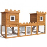 vidaXL Kültéri nagyméretű nyúlketrec/kisállatketrec két házikóval