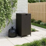 vidaXL Kültéri szemetes Fekete 40 x 40 x 80 cm polirattan