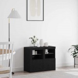 vidaXL LED tálaló 2 db 41 x 37 x 67 cm Szerelt Fa Fekete tölgy