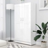 vidaXL Magasfényű fehér szerelt fa könyvszekrény 82,5 x 30,5 x 150 cm