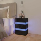 vidaXL Magasfényű fekete szerelt fa LED-es éjjeliszekrény 45x35x67 cm