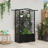 vidaXL Magasított Ágy Trellis-szel és Tetővel Fekete 122 x 40 x 138 cm