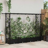 vidaXL Magasított Ágy Trellis-szel és Tetővel Fekete 203 x 40 x 121 cm