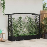 vidaXL Magasított Ágy Trellis-szel és Tetővel Fekete 207 x 40 x 123 cm