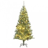 vidaXL Műkarácsonyfa 130 LED-del, gömbszettel és hópehellyel 210 cm