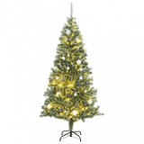 vidaXL Műkarácsonyfa 130 LED-del, gömbszettel és hópehellyel 210 cm