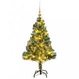 vidaXL Műkarácsonyfa 150 LED-del, gömbszettel és hópehellyel 120 cm