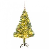 vidaXL Műkarácsonyfa 150 LED-del, gömbszettel és hópehellyel 150 cm